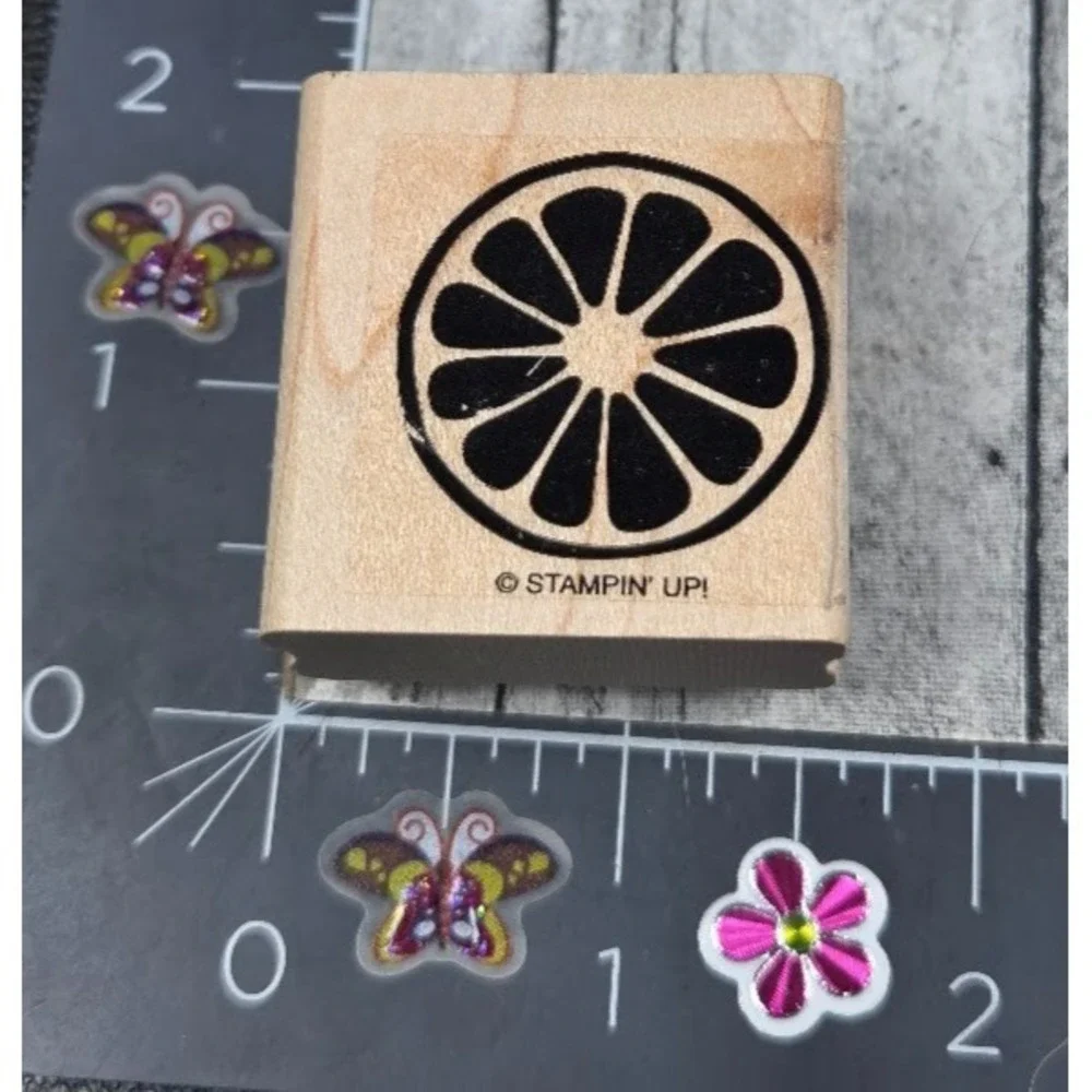 Stampin' Up! Orange Fruit Slice Citrus Rubber Stamp Wood #L92